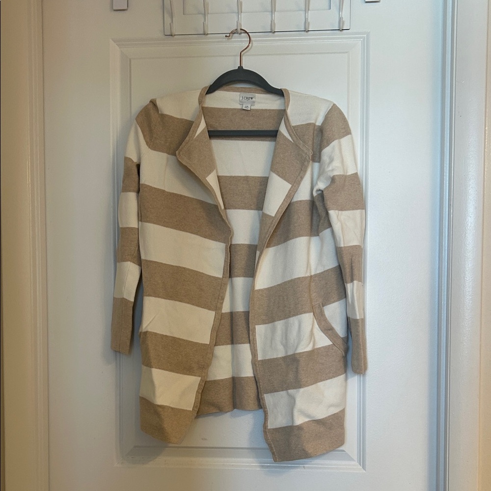J. Crew Tan and Cream Striped Cardigan
